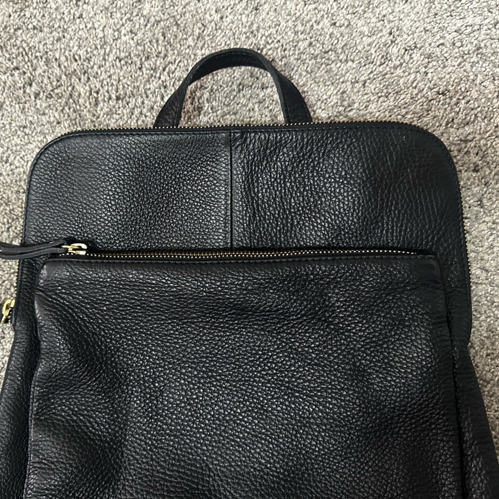 L. Credi | Fine Black Pebbled Leather Backpack Made in Italy - Picture 3 of 13